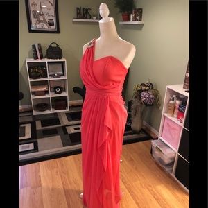 Beautiful one shoulder coral party dress